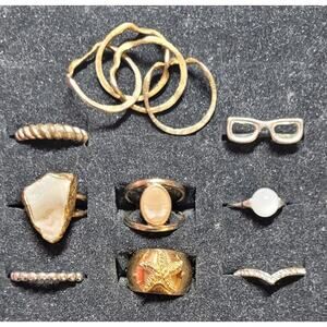 9 Pc Rings Lot Sz 6 - 6.5 Bands Variety Mixed Styles Vintage Modern